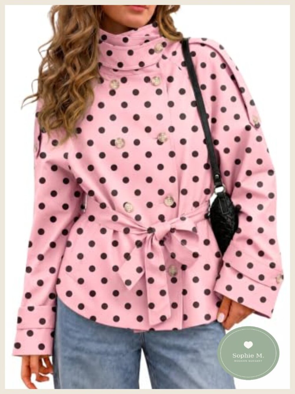 Women's Double Breasted Tie Waist Stand Collar Trench Coat 100% Polyester